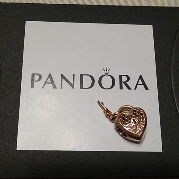 Pandora Love You Lock Charm Heart Padlock And Key 14k Rose Gold