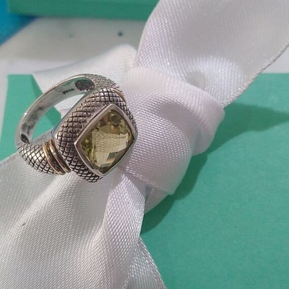 Sterling Silver 925 + 14k Prasiolite Ring, Size 7 - image 7