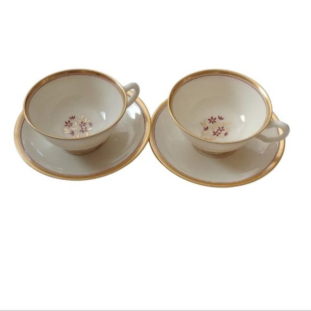 Vintage Lenox Bone China Nydia Footed Cups & Saucers Set - Etsy Canada