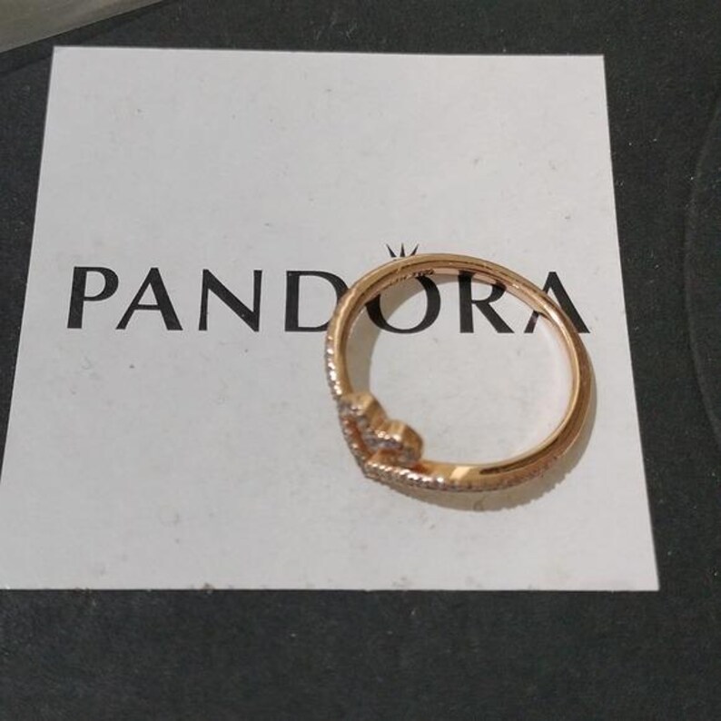 Pandora Rose Sparkling Wishbone Heart Ring W/ Clear Zirconia ...