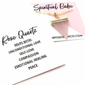 Gold-Plated Rose Quartz Triangle Necklace - Spiritual Babe Collection