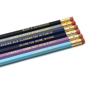 Funny Astrological Capricorn Pencil Set - Cosmic Babe Collection