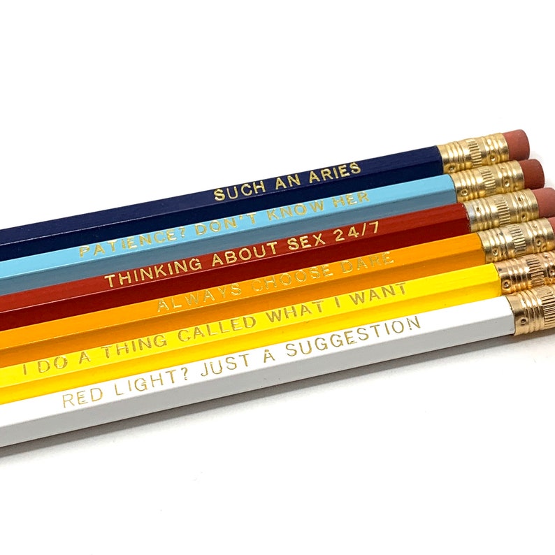 Funny Astrological Aries Pencil Set Cosmic Babe Collection image 1