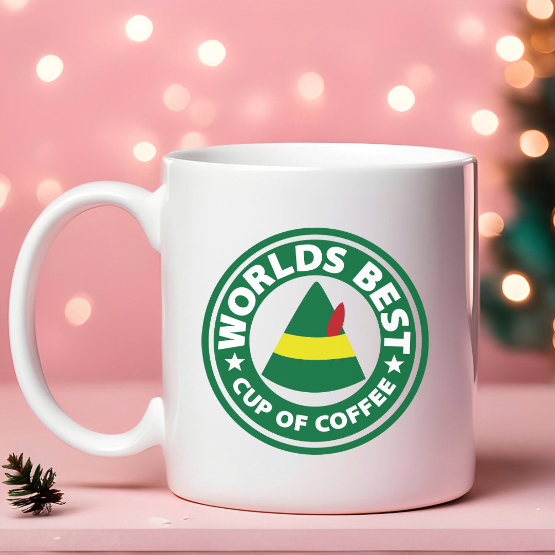  Elf Movie Inspired - World's Best Cup of Coffee - Color Accent  Mug : Handmade Products