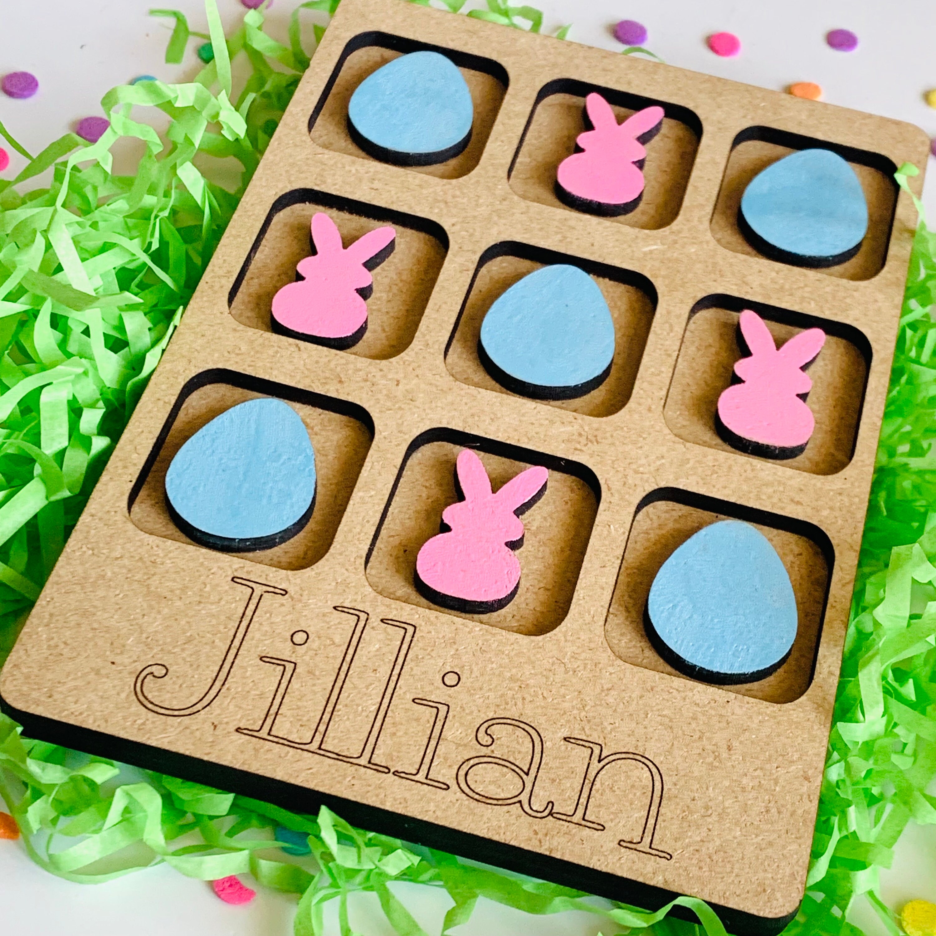 Personalized Easter Tic Tac Toe Game With Bunnies and Easter Egg Game ...