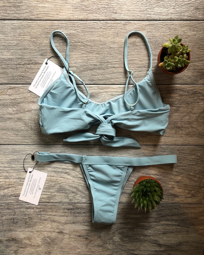 Baby Blue Bikini Set Two Piece Brazilian Bikini Cheeky Etsy