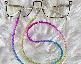 Rainbow Crystals Sunglasses Chain Jewelry Old Money Chakra Summer Healing Natural Waterproof Y2K