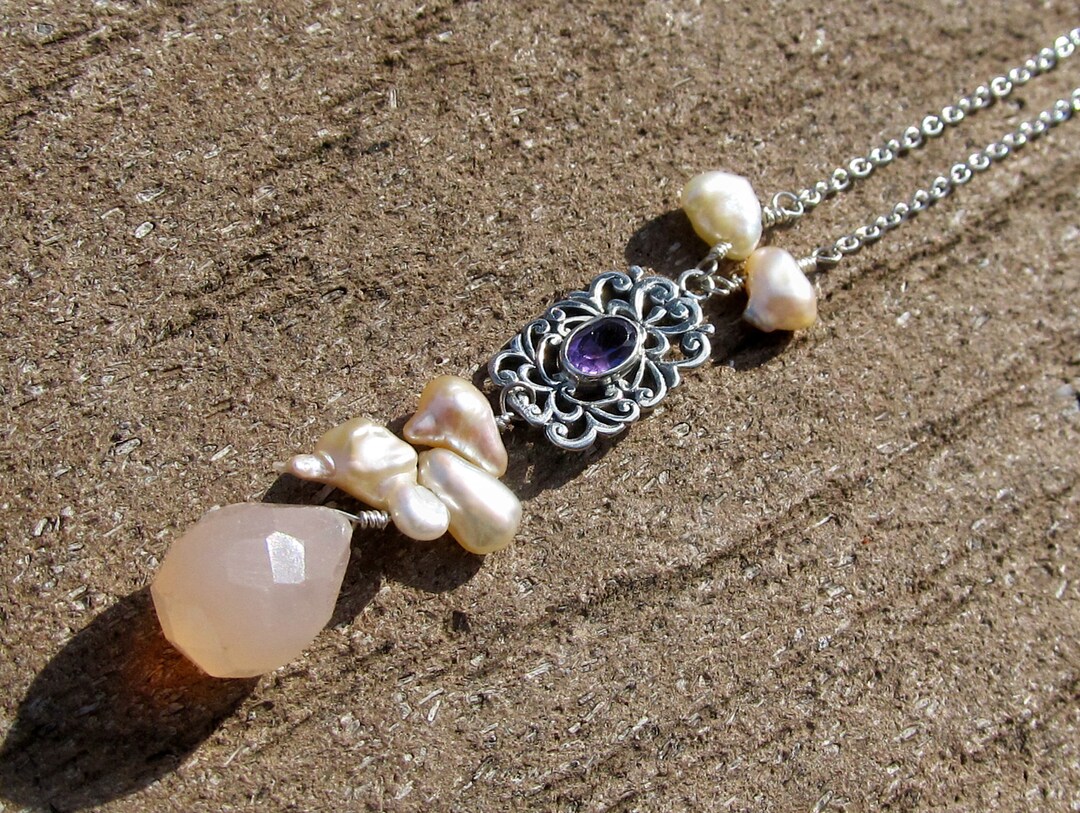 Pink Chalcedony Necklace Wife Jewelry Idea Girl Friend Etsy