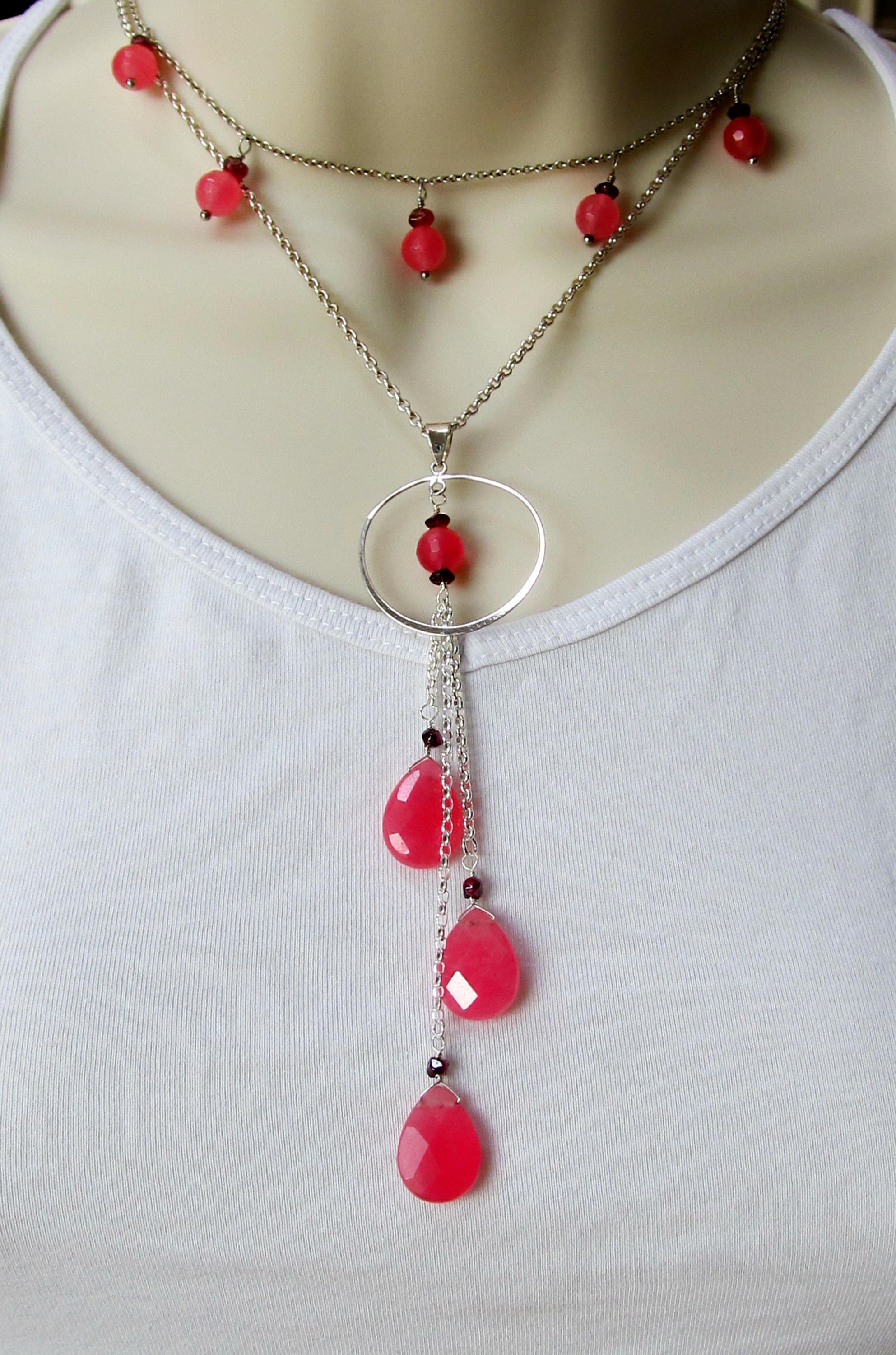 Chalcedony Double Strand Cascade Necklace Wife Jewelry Idea - Etsy