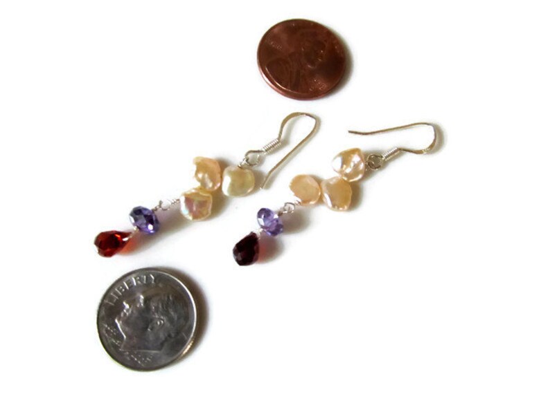 girl friend jewelry keshi pearl earrings garnet earrings sterling silver multi gemstone earrings wife jewelry idea amethyst earrings