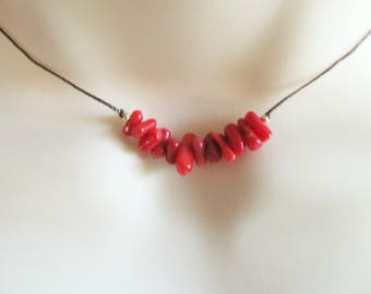 Coral necklace, boho jewelry wife, wife jewelry idea, girl friend jewelry gift under 15, beach jewelry, delicate necklace, layering necklace