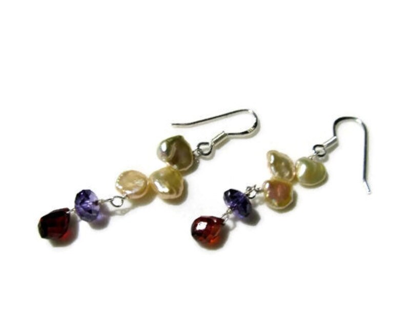 girl friend jewelry keshi pearl earrings garnet earrings sterling silver multi gemstone earrings wife jewelry idea amethyst earrings