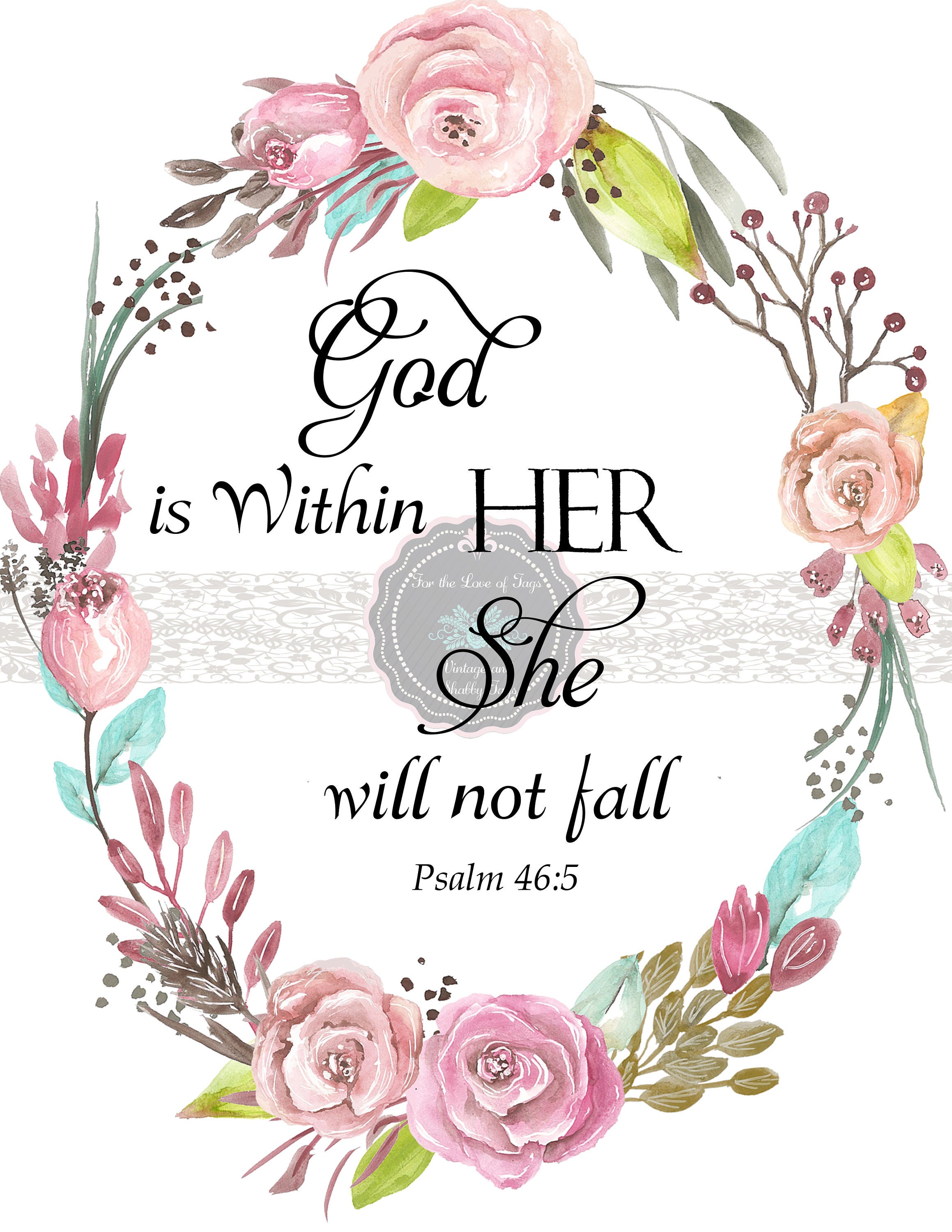 Inspirational Art God is Within Her She Will Not Fall Psalm 46;5 ...