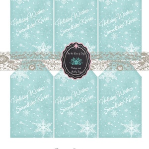 SnowflakeTags  Smaller Holiday Wishes Snowflake Kisses - Christmas Tags - Holiday Tags -  - Gift Tags Printable - INSTANT DOWNLOAD
