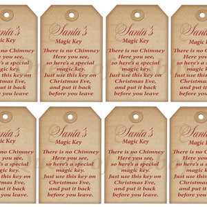 Santa Key Digital Vintage Tags - Etiquetas de Navidad - Etiquetas de Vacaciones - Etiquetas Kraft - Tarjetas Vintage - Etiquetas de Regalo Imprimibles - DESCARGA INSTANTE