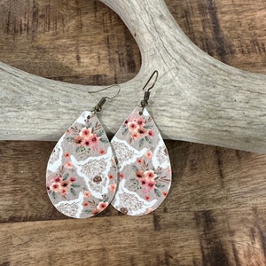Floral cow leather earrings