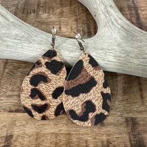 Leather leopard earrings