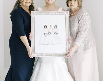 Wedding Gift for Mom - Custom Generational Wedding Portrait: Mother of Bride Gift (Digital Drawing)