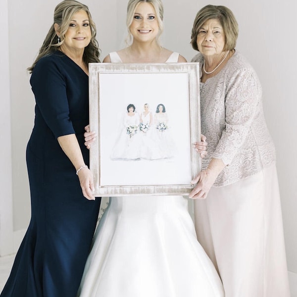 Wedding Gift for Mom - Custom Generational Wedding Portrait: Mother of Bride Gift (Digital Drawing)