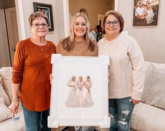 Mom Gifts -Custom Generational Wedding Portrait: Mother & Daughter Art, Unframed
