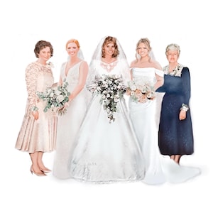 Custom Wedding Portrait from Photo: Mother of the Bride Gift, Generational Art
