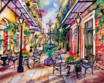New Orleans Art Print, Courtyard Art, Tropical Art, 8 x 10 art, Louisiana art