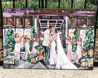 Custom Acrylic Wedding Painting from Photos, 24 x 36 inch, wedding photo original painting, custom wedding painting