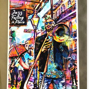 Jazz Festing in Place - Limited Edition Print  - Trombone Shorty- Archival paper print- New Orleans Artist- 16 x 24