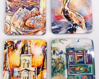 Set of Four New Orleans Style Coasters