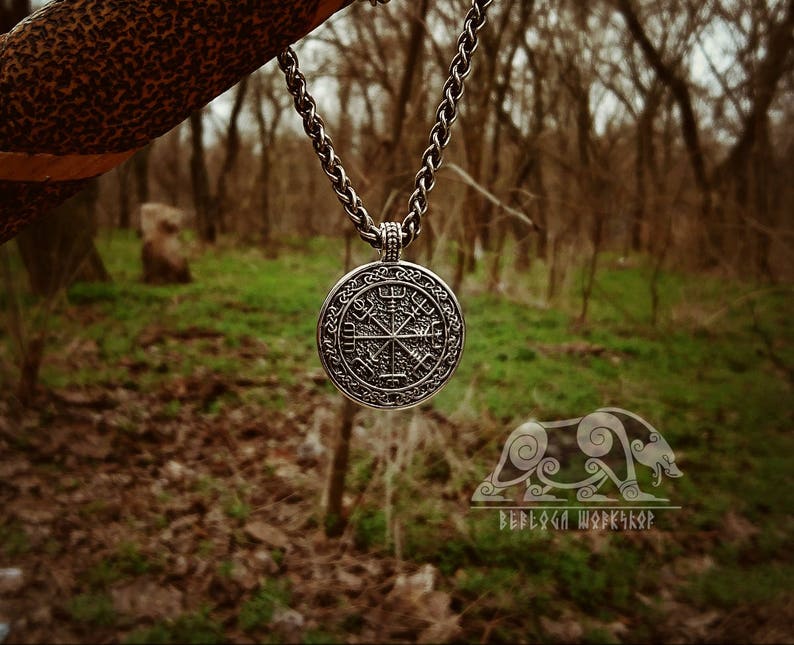 Vegvisir Pendant Viking Pendant Sterling Silver Viking Etsy