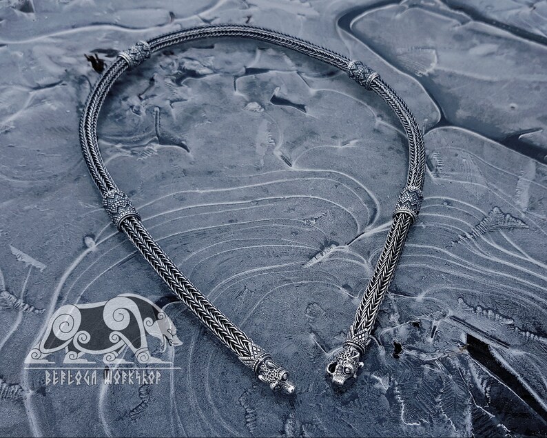 Wolfs Heads Oseberg Viking Necklace Sterling Silver Chain Etsy