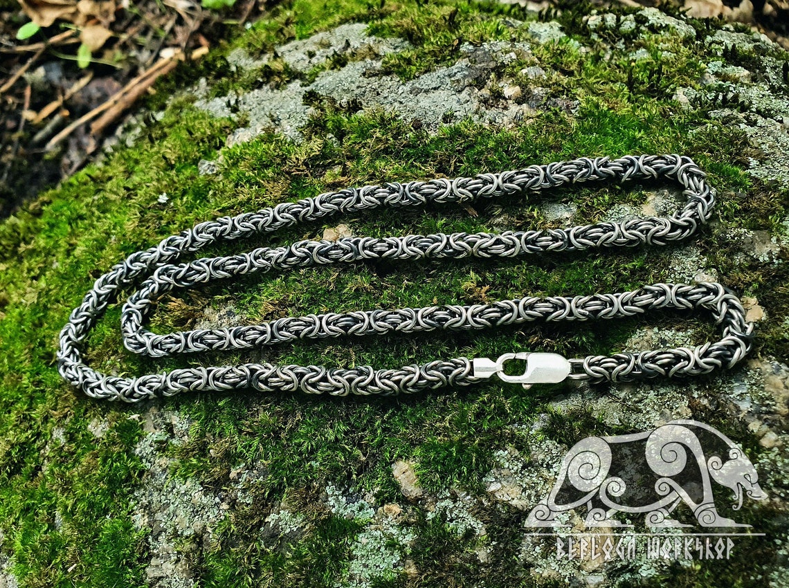 Viking Chain Sterling Silver byzantine Chain Handmade Chain Etsy