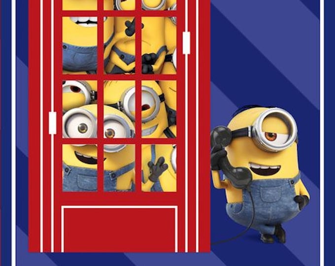 Quilting Treasures Millions of minions Bello! in Call-box Panel 23.5" Premium Quality 100% Cotton fabric by the Panel  (QT713)