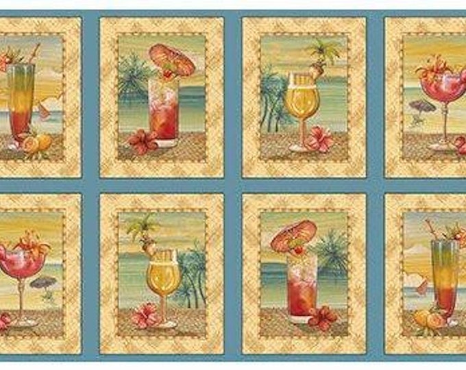 Paradise Delights Beach Picture Patches Panel 23" Quilting Treasures 100% Cotton fabric by the Panel  (QT457)