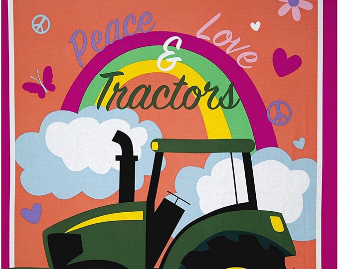 John Deere - Peace Love & Tractors  panel 36"  Springs Creative 100% cotton 43" wide fabric Sold by the Panel (SC455)
