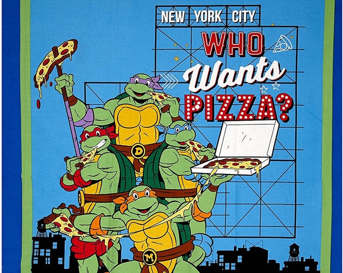 Ninja Turtles - Who wants pizza?  panel 35.5"  Springs Creative 100% cotton 43" wide fabric Sold by the Panel (SC330)