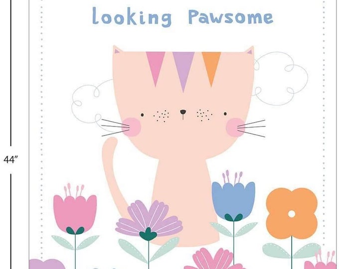 Looking pawesome! Kitten in flowers 36"  Camelot fabrics 100% cotton 43" wide fabric Sold by the Panel (CA1015KK)