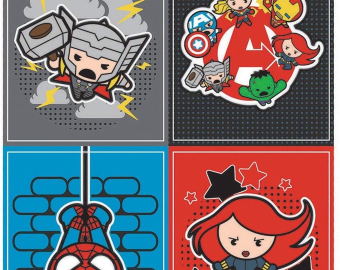 Avengers Kawaii characters  Panel 36"  Camelot fabrics 100% cotton 43" wide fabric Sold by the Panel (CA335KK)