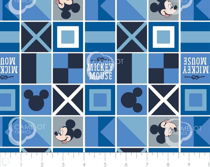 Mickey Mouse - Logos in squares   Camelot fabrics 100% cotton 43" wide fabric Sold by the Yard (CA1025KK)
