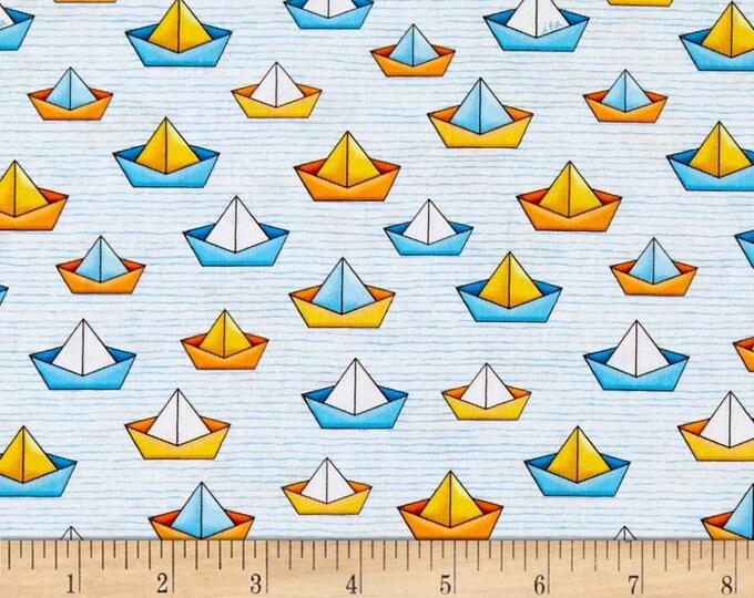 Quackers Paper boats  Quilting Treasures Fabrics 100% cotton Fabric by the yard (QT1181KK)