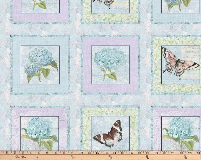 Susan Winget -Hydrangea  panel 24"  Springs Creative 100% cotton 43" wide fabric Sold by the Panel (SC241BB)