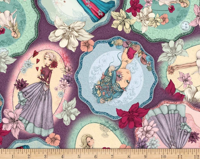 Mirabelle Midnight garden Tossed picture Patches Quilting Treasures Fabrics 100% cotton Fabric by the yard (QT1233KK)