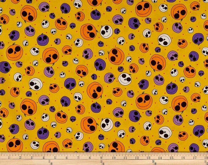 Creepy halloweenies Pumpkin heads  Quilting Treasures Fabrics 100% cotton Fabric by the yard (QT1132KK)