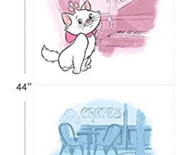 Disney The Aristocats Fabric 18" Panel Camelot 100% Cotton fabric by the panel  (CA773)