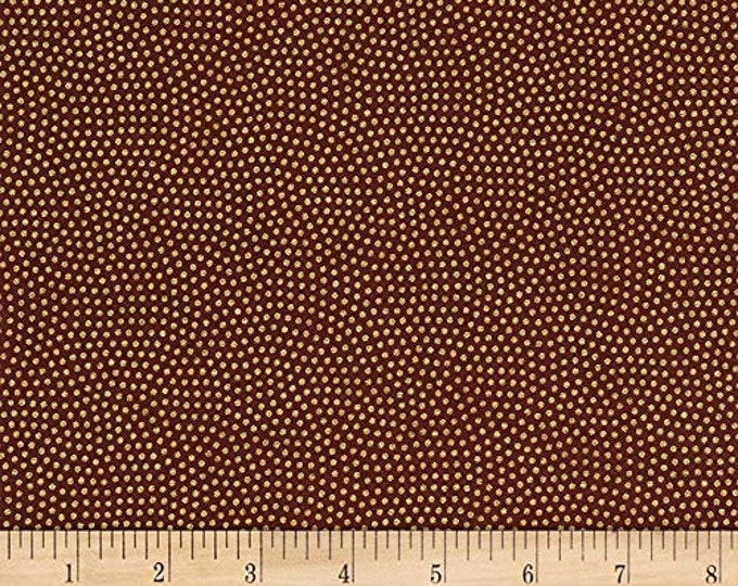 Timeless Treasures Metallic Spin Dot Brown Fabric by The Yard (TT952)