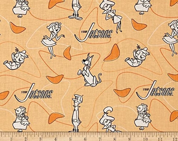 The Jetsons Line Art Light Orange Camelot 100% Cotton fabric by the yard  (CA995)