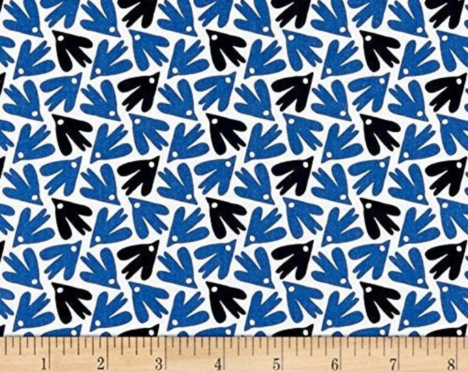 Blue Skogen Birds Camelot fabrics 100% cotton 43" wide fabric Sold by the Yard (CA1164)