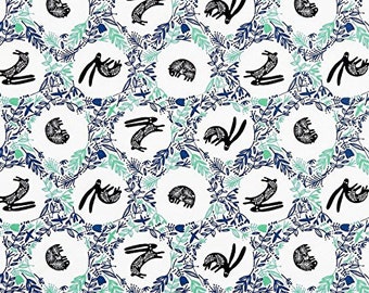 Blue Skogen Burrow Camelot fabrics 100% cotton 43" wide fabric Sold by the Yard (CA1165)