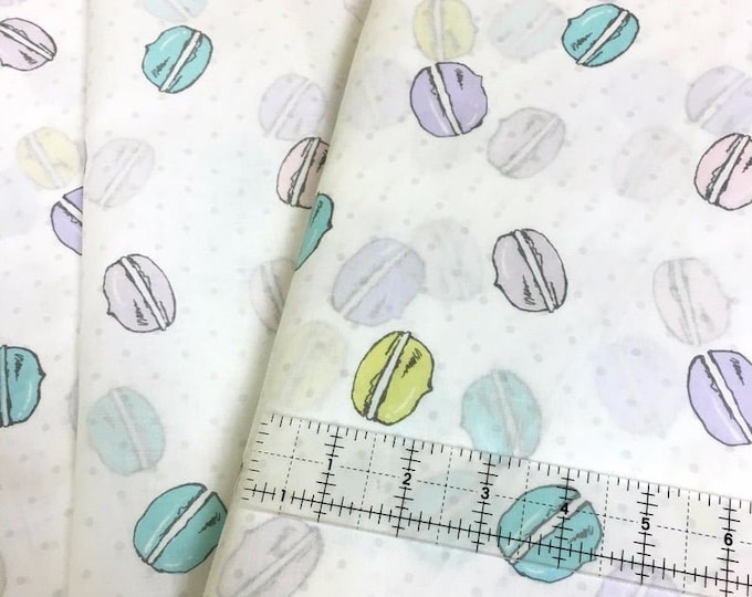 Springs Creative Macarons And Dots White Voile Premium Quality Sold By The Yard. (U54)