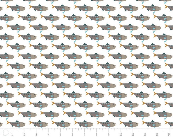 Snowfall Arctic Char Fish Brown & White Camelot 100% Cotton fabric by the yard  (CA719)